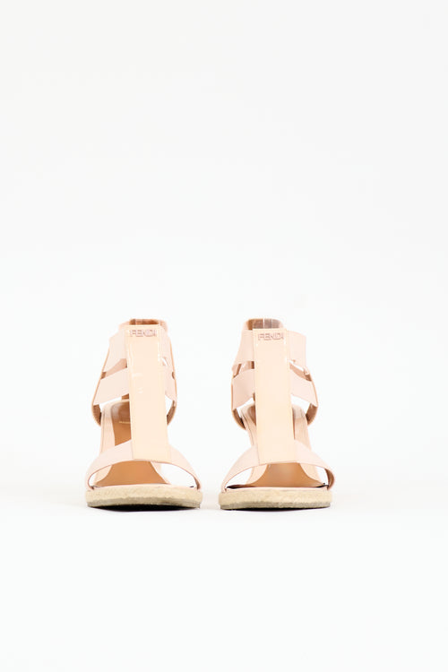 Fendi Patent Logo Wedge Sandal