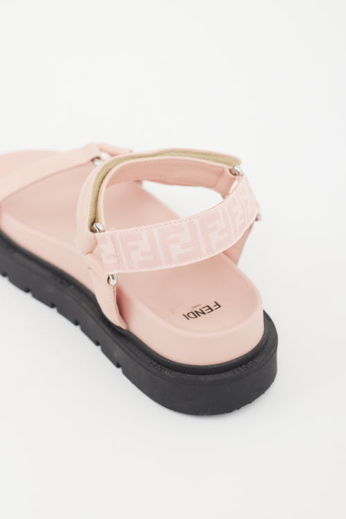 Fendi Pink & Black Zucca Strappy Sandal