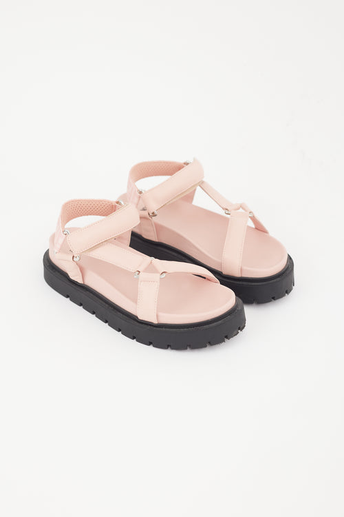 Fendi Pink & Black Zucca Strappy Sandal