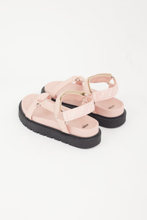 Fendi Pink & Black Zucca Strappy Sandal