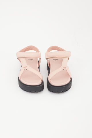 Fendi Pink & Black Zucca Strappy Sandal