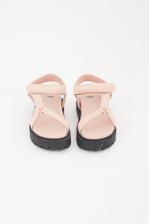 Fendi Pink & Black Zucca Strappy Sandal