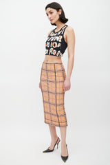 Fendi Pink & Blue Plaid Mesh Skirt