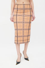 Fendi Pink & Blue Plaid Mesh Skirt