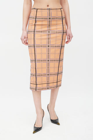 Fendi Pink & Blue Plaid Mesh Skirt