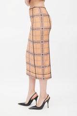 Fendi Pink & Blue Plaid Mesh Skirt