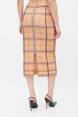 Fendi Pink & Blue Plaid Mesh Skirt