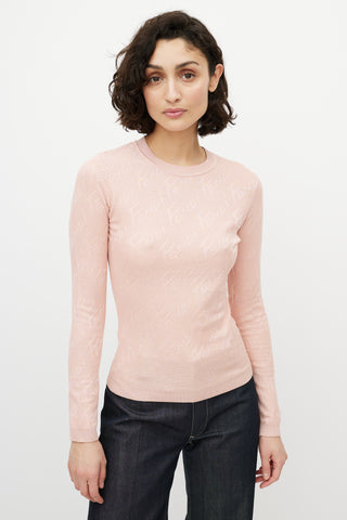 Fendi Pink Knit Logo Top