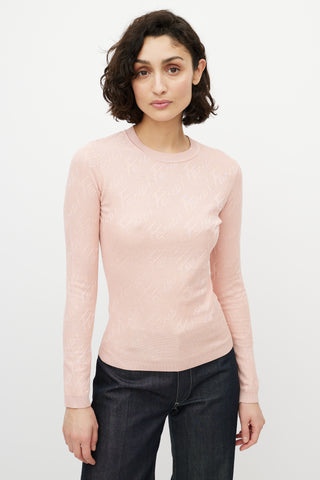 Fendi Pink Knit Logo Top