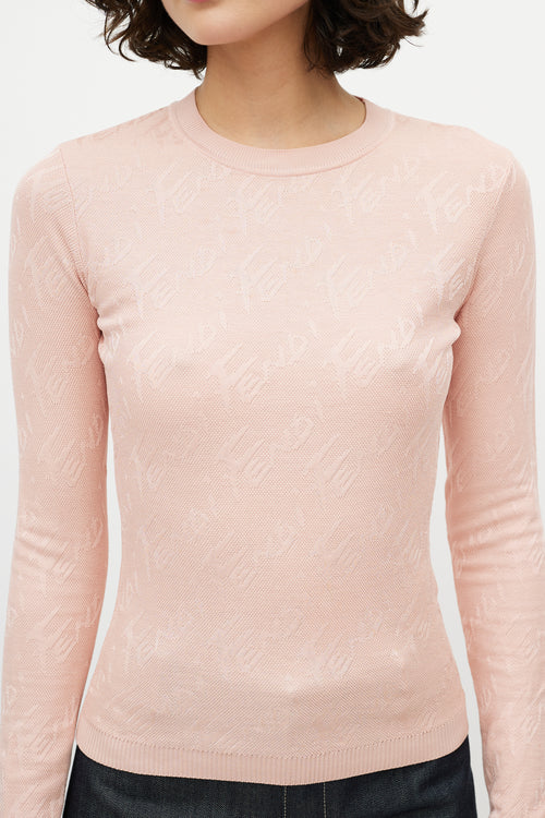 Fendi Pink Knit Logo Top