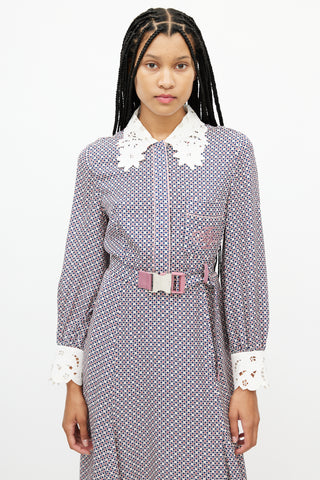 Fendi Pink & Multicolour Belted Dress