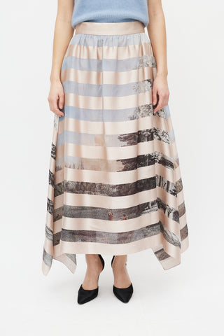Fendi Pink & Multicolour Striped Silk Skirt