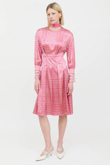 Fendi Silk Houndstooth Pleated Dress