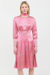 Fendi Silk Houndstooth Pleated Dress
