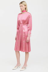 Fendi Silk Houndstooth Pleated Dress
