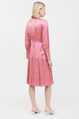 Fendi Silk Houndstooth Pleated Dress