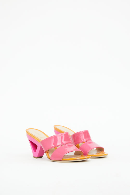 Fendi Orange & Pink Logo Heel Mule