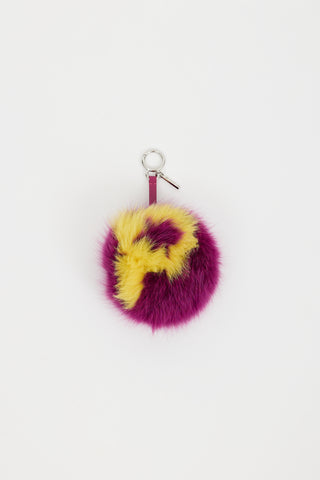 Fendi Purple & Yellow Fur Alphabet Key Charm