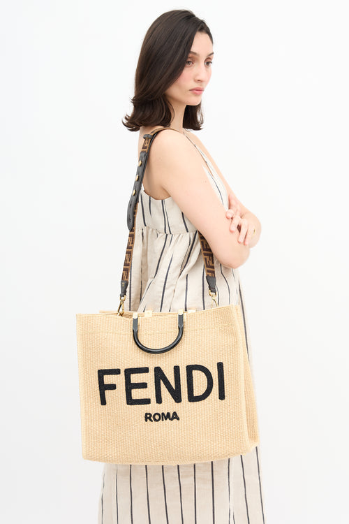 Fendi Raffia Large Sunshine Tote Bag