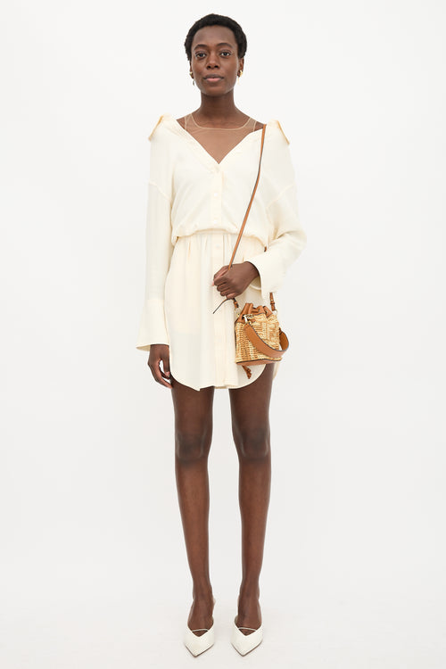 Fendi Raffia FF Mini Mon Tresor Bucket Bag