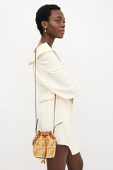 Fendi Raffia FF Mini Mon Tresor Bucket Bag