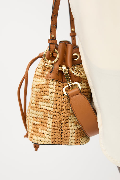 Fendi Raffia FF Mini Mon Tresor Bucket Bag