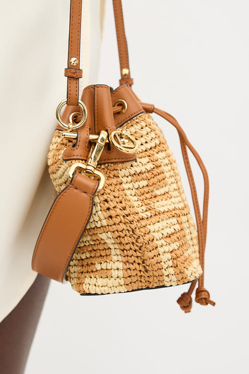 Fendi Raffia FF Mini Mon Tresor Bucket Bag