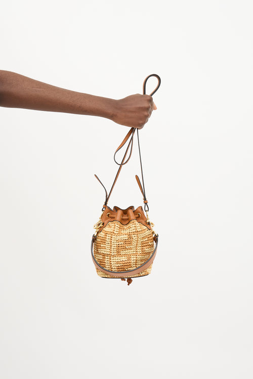 Fendi Raffia FF Mini Mon Tresor Bucket Bag