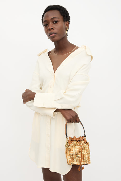 Fendi Raffia FF Mini Mon Tresor Bucket Bag