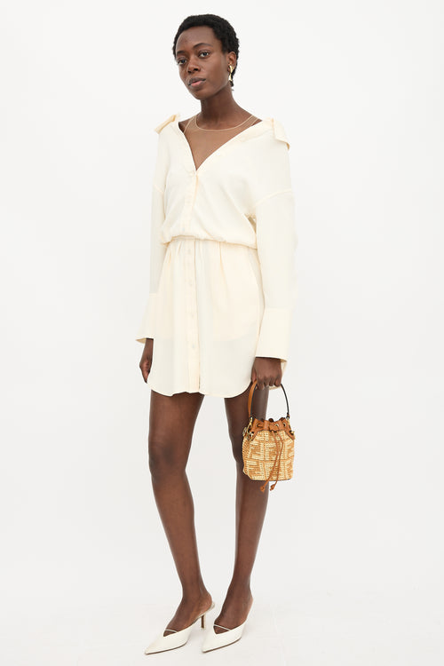 Fendi Raffia FF Mini Mon Tresor Bucket Bag