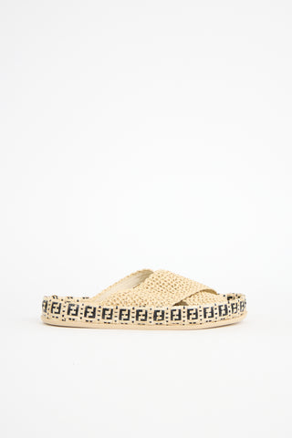 Fendi Raffia Reflection Slide