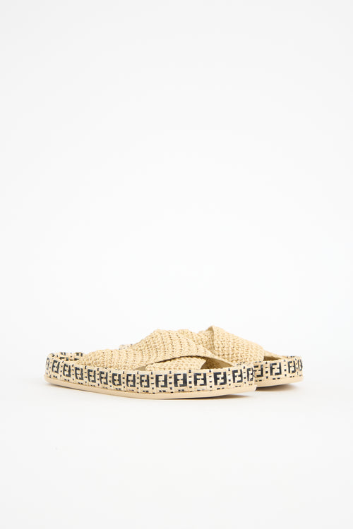 Fendi Raffia Reflection Slide