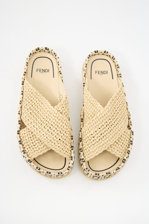 Fendi Raffia Reflection Slide