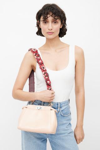 Fendi Red & Pink You Elaphe Flower Studded Bag Strap