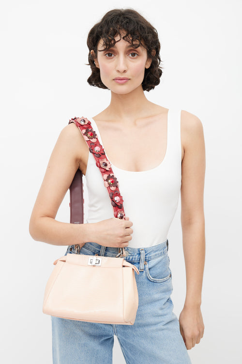 Fendi Red & Pink You Elaphe Flower Studded Bag Strap