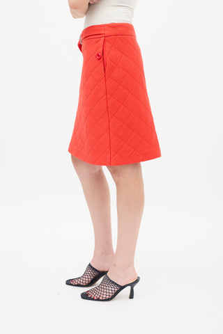Fendi Red Quilted Midi Skirt