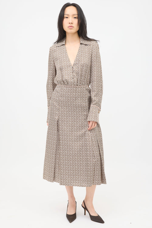 Fendi Silk Printed FF Midi Dress