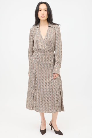 Fendi Silk Printed FF Midi Dress