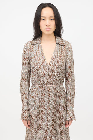 Fendi Silk Printed FF Midi Dress