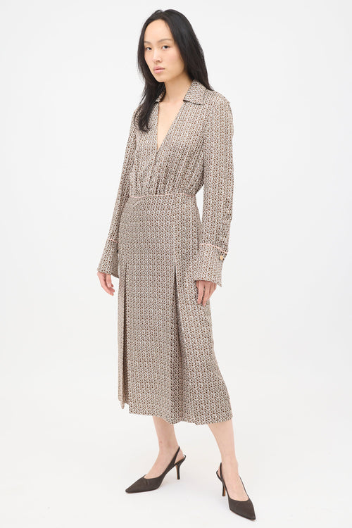 Fendi Silk Printed FF Midi Dress