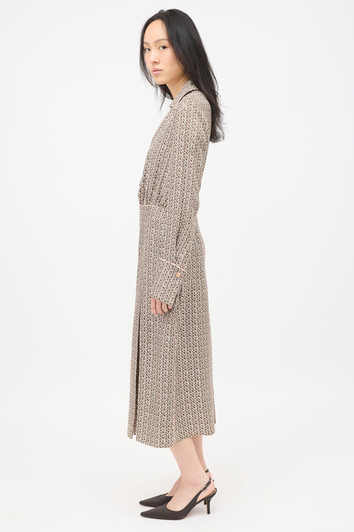 Fendi Silk Printed FF Midi Dress