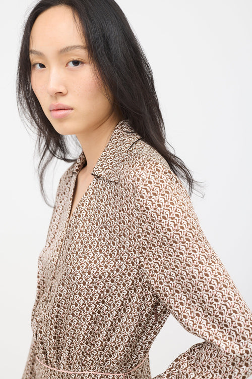 Fendi Silk Printed FF Midi Dress