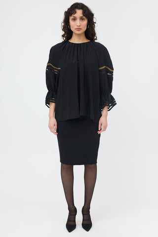 Fendi Silk Puff Sleeve Top