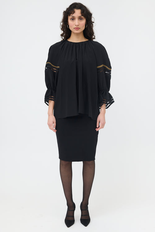 Fendi Silk Puff Sleeve Top