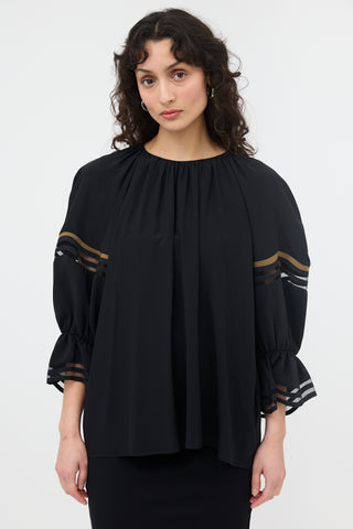 Fendi Silk Puff Sleeve Top