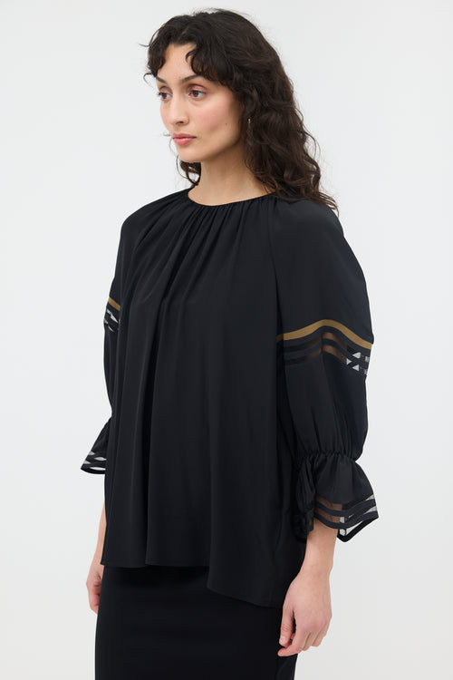 Fendi Silk Puff Sleeve Top
