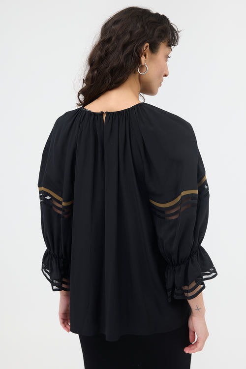 Fendi Silk Puff Sleeve Top