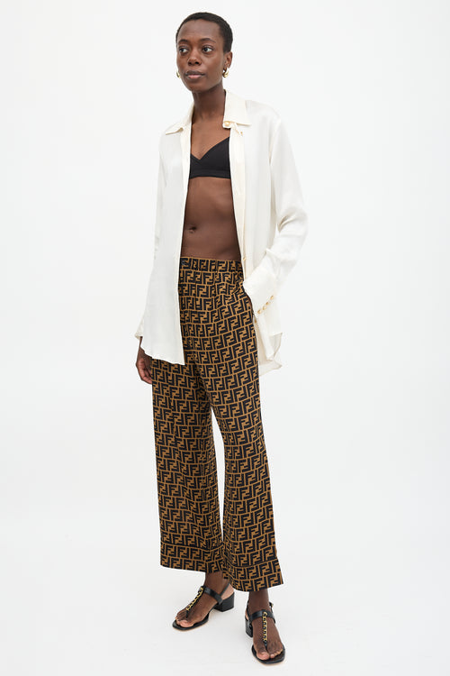 Fendi Silk FF Zucca Wide Trouser