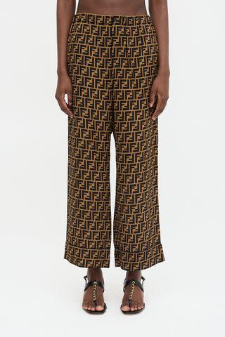 Fendi Silk FF Zucca Wide Trouser
