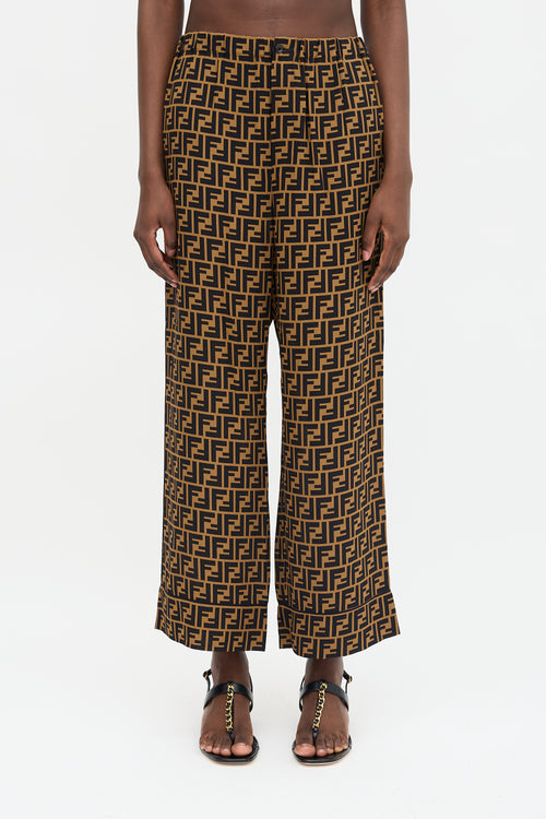 Fendi Silk FF Zucca Wide Trouser